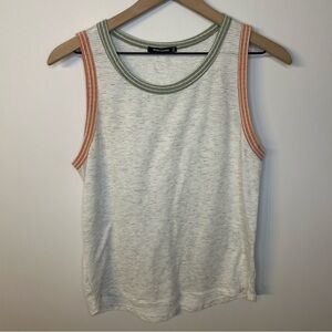 Pink Clover Gray, White, Pink, & Green Striped Super Soft Tank Top, Size Medium